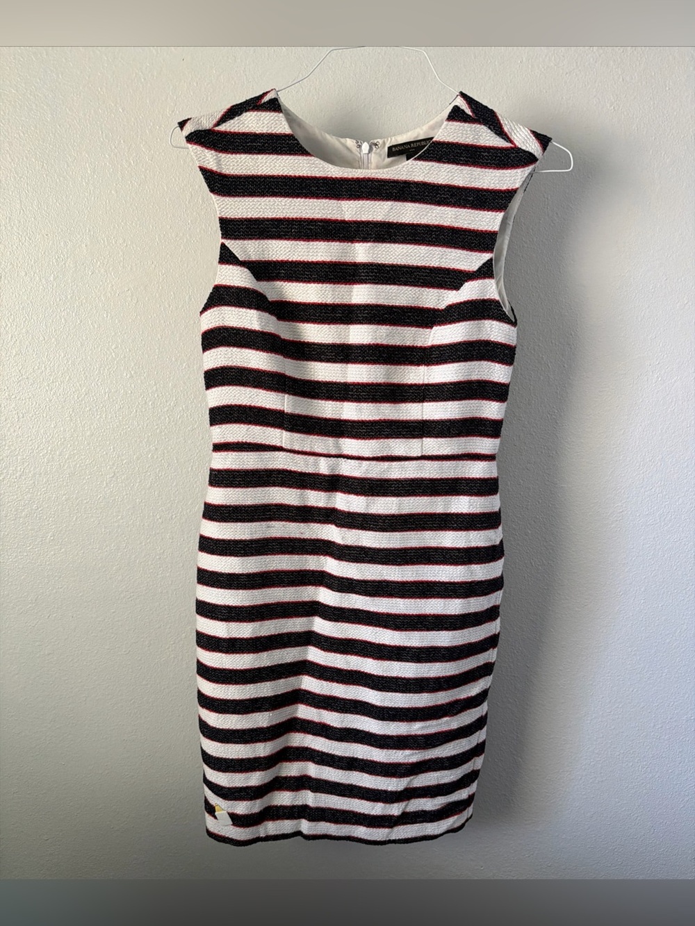 Banana Republic Striped Sleeveless Shift Dress in Blue, White & Red